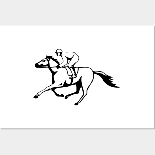 Horse Racing Black and White Retro Posters and Art